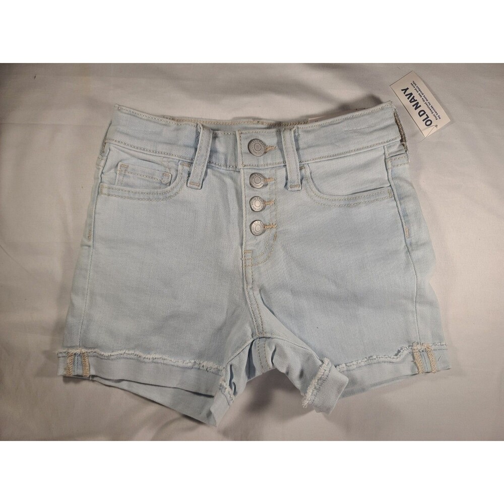 Old Navy Girls Size 7 High-Rise Cuffed Denim Shorts Light Wash NWT